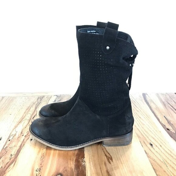 Rebels Ankle Boots Booties Black Suede Studs 6 - Picture 3 of 8